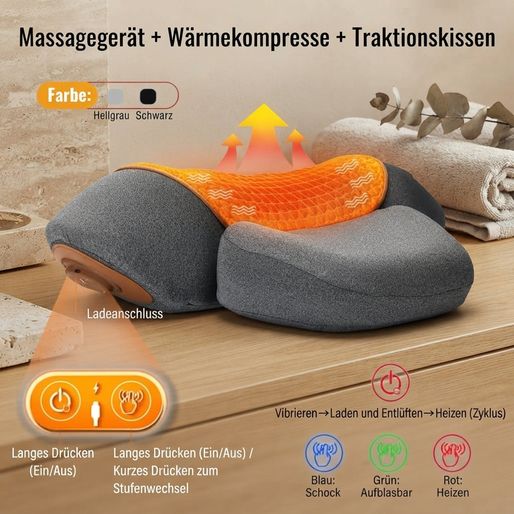Het 3-in-1 nekkussen: warmte, massage & rek