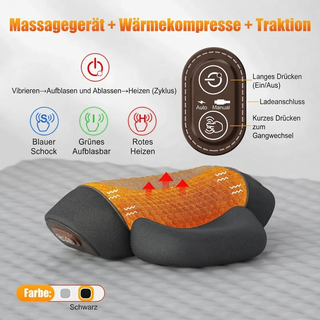 Het 3-in-1 nekkussen: warmte, massage & rek