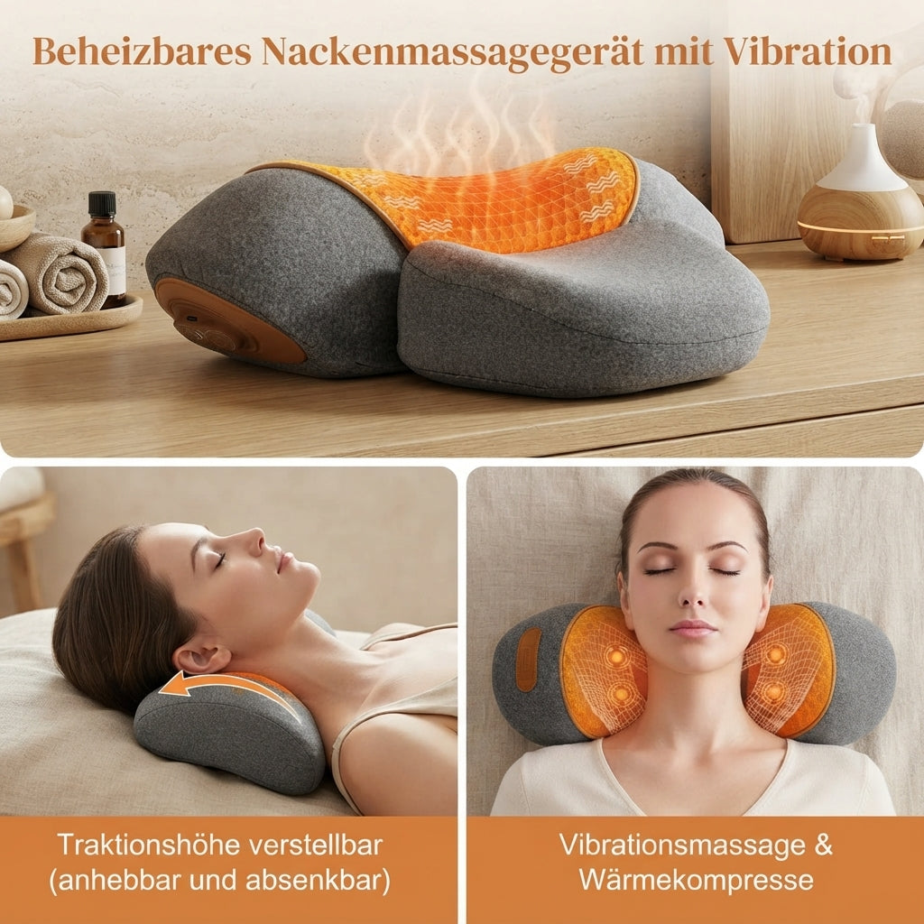 Het 3-in-1 nekkussen: warmte, massage & rek