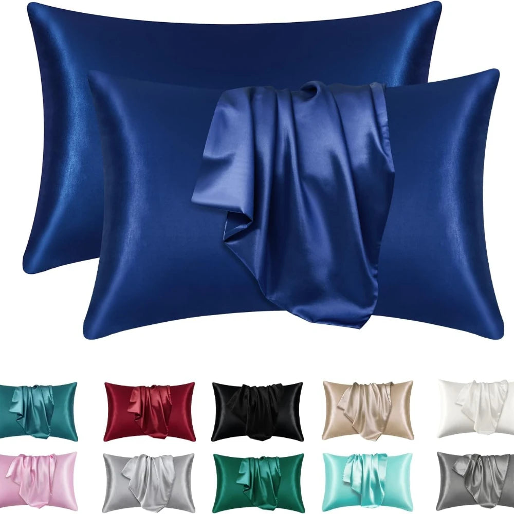 Satin-Kissenbezug Marineblau