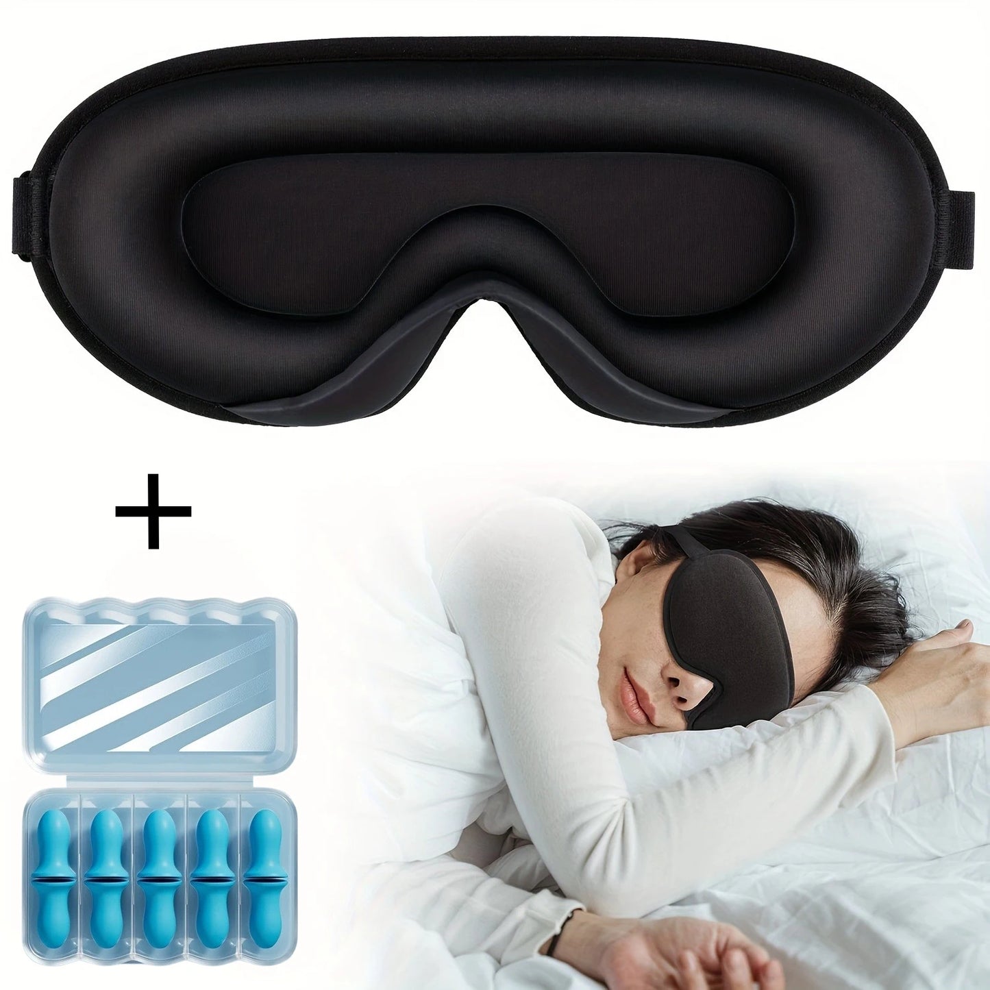 3D-Schlafmaske + Ohrstöpsel